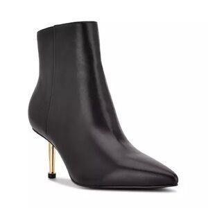 Nine West Black Ritaa Boots with Gold Heel